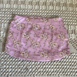 Free People Floral Pink Silk Mini Skirt